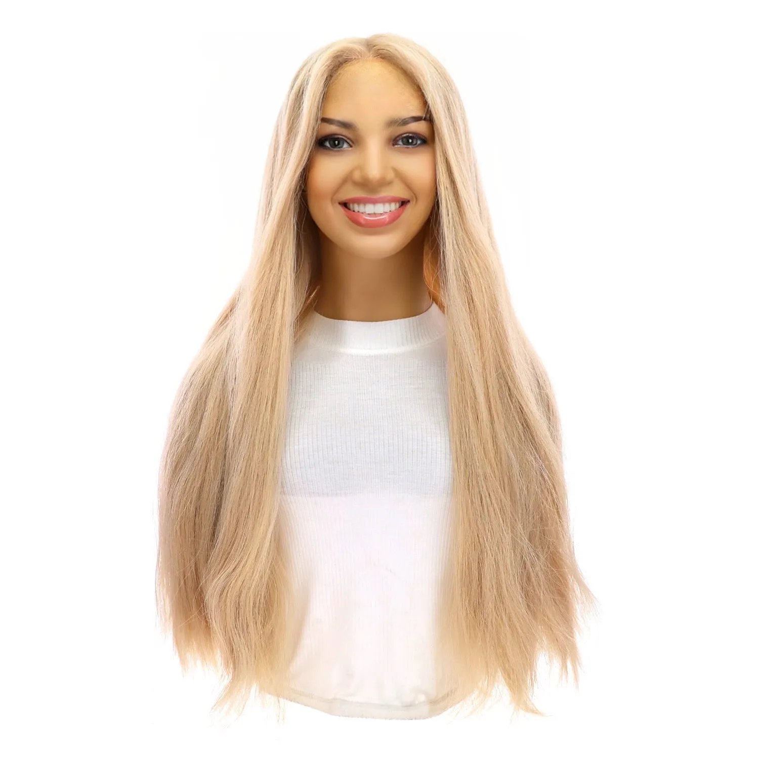 26" Divine Lace Top Wig Platinum Blonde w/ No Rooting