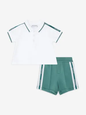 Baby Boys Logo Tape Short Set in Green
