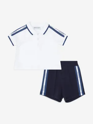 Baby Boys Logo Tape Short Set in Navy