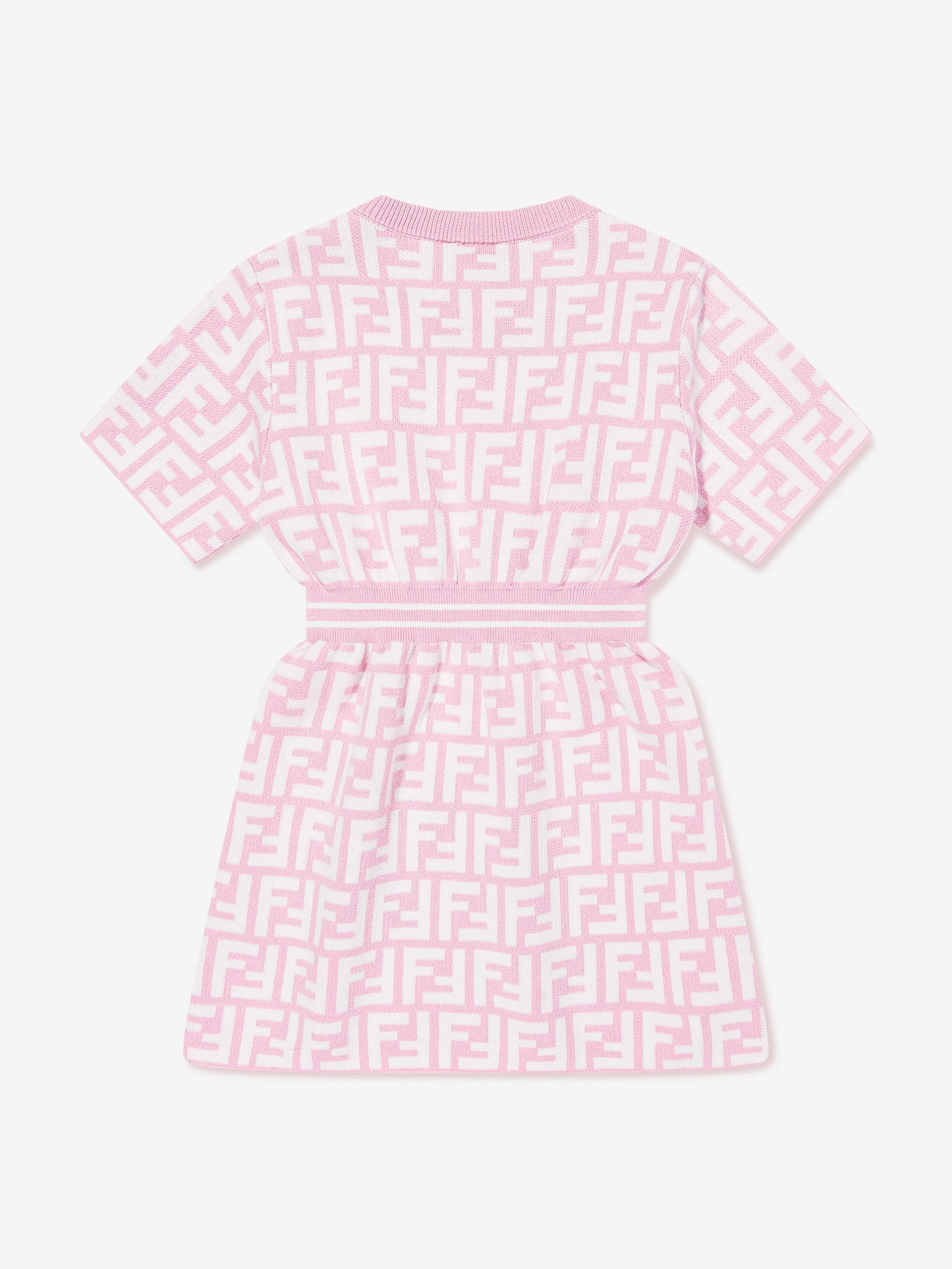 Baby Girls FF Logo Knit Dress in Pink