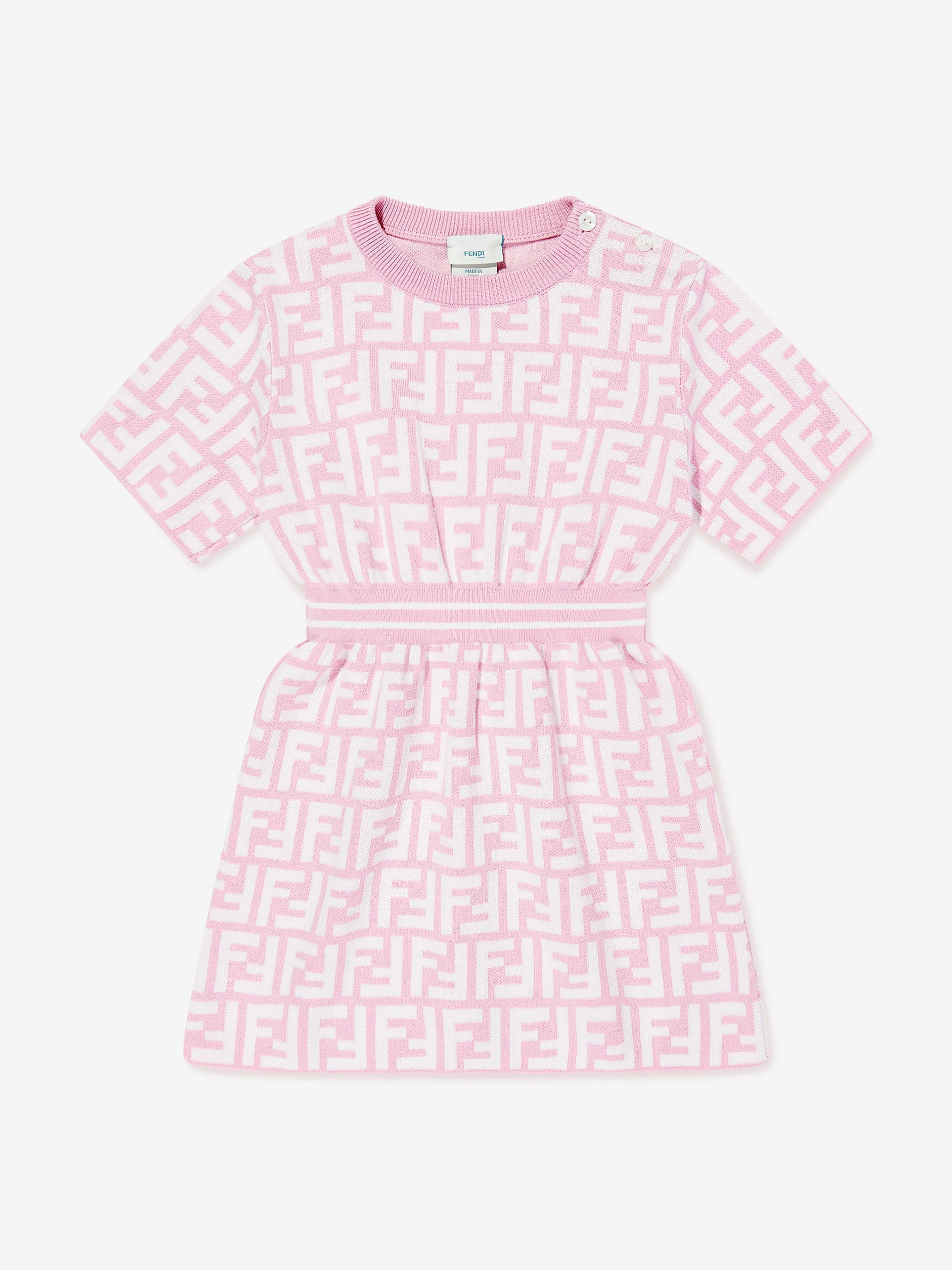 Baby Girls FF Logo Knit Dress in Pink