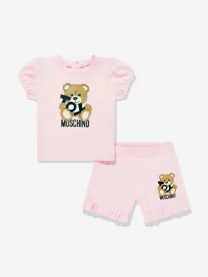 Baby Girls Teddy Bear Short Set in Pink