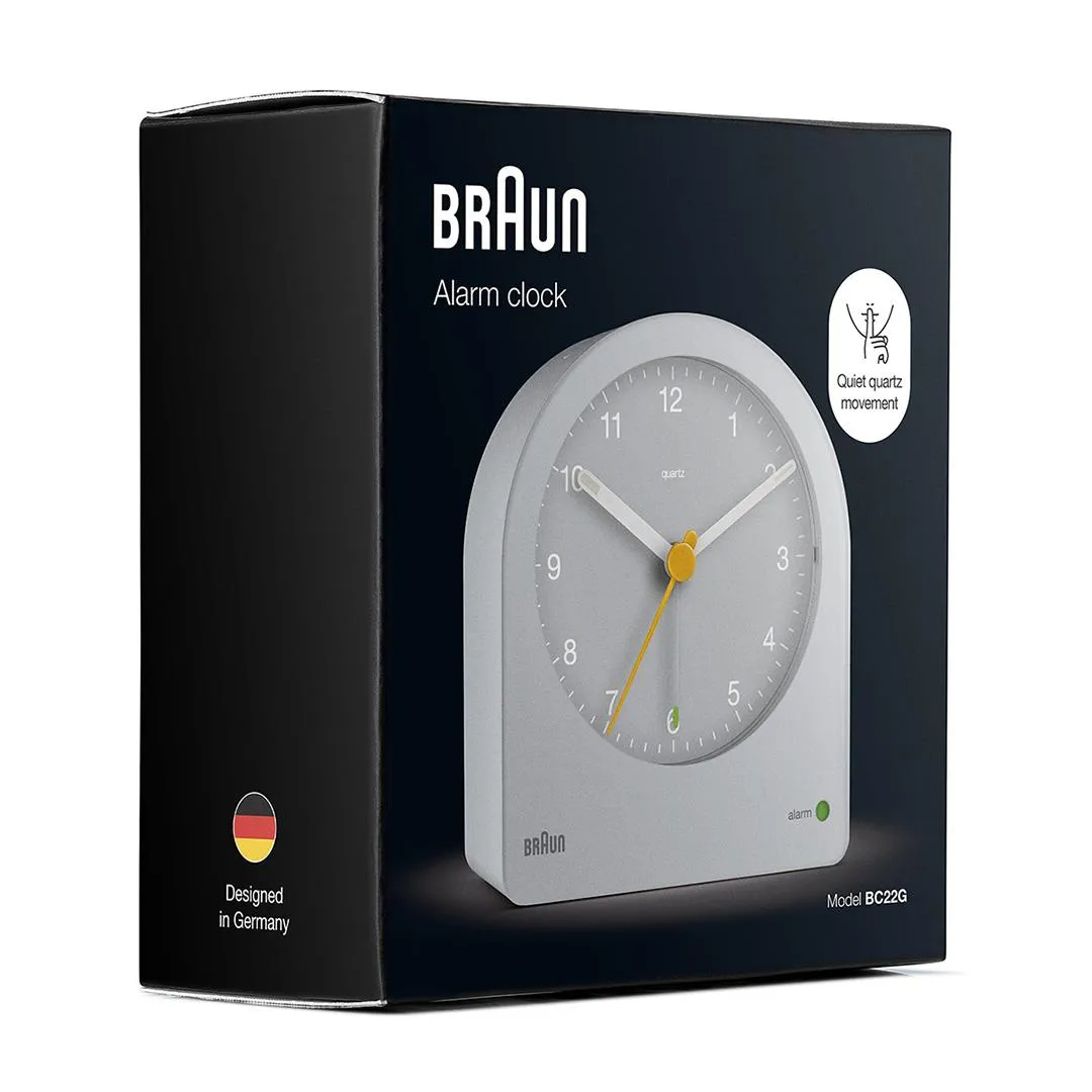BC22 Braun classic analogue alarm clock - grey