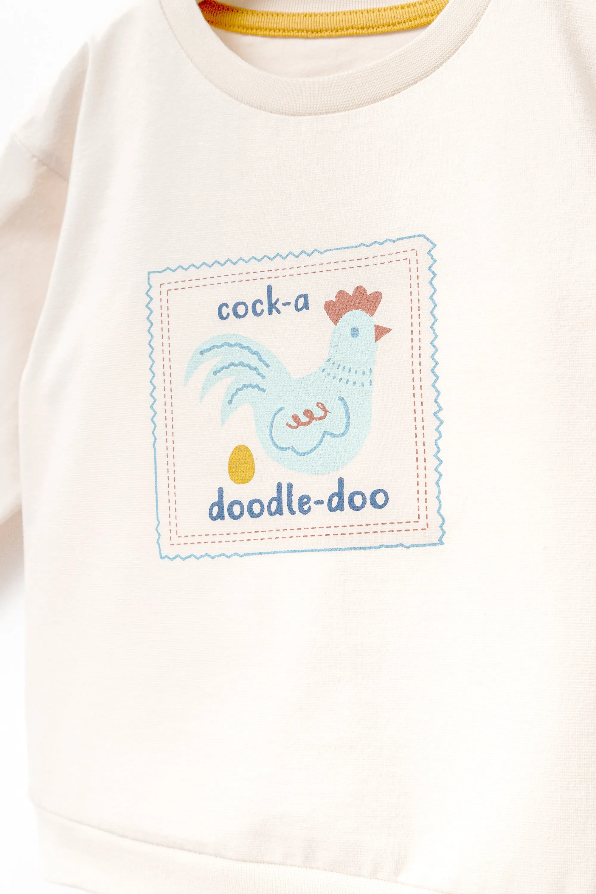Beige Chicken Graphic Outfit