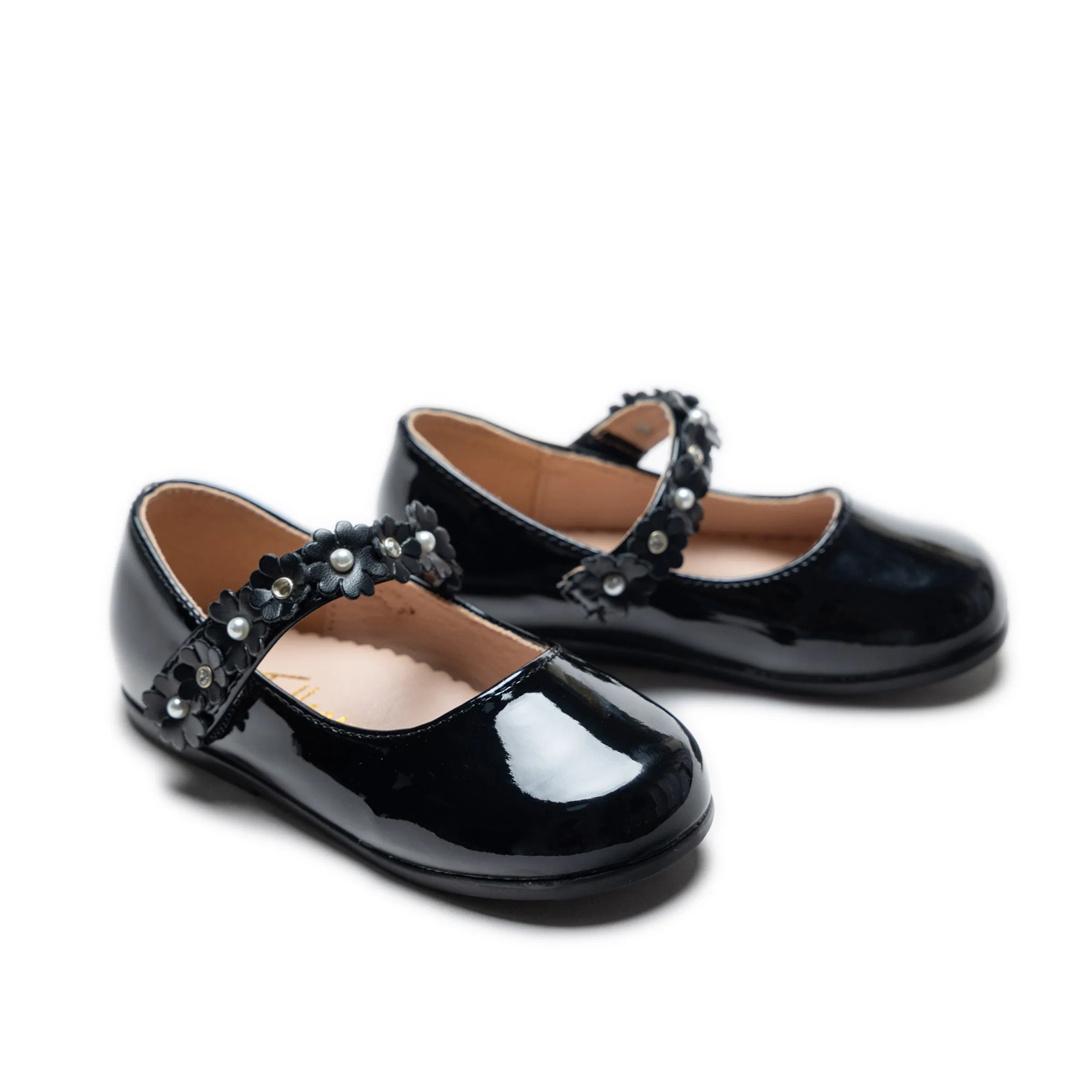 Black Amelia Floral Band Flats