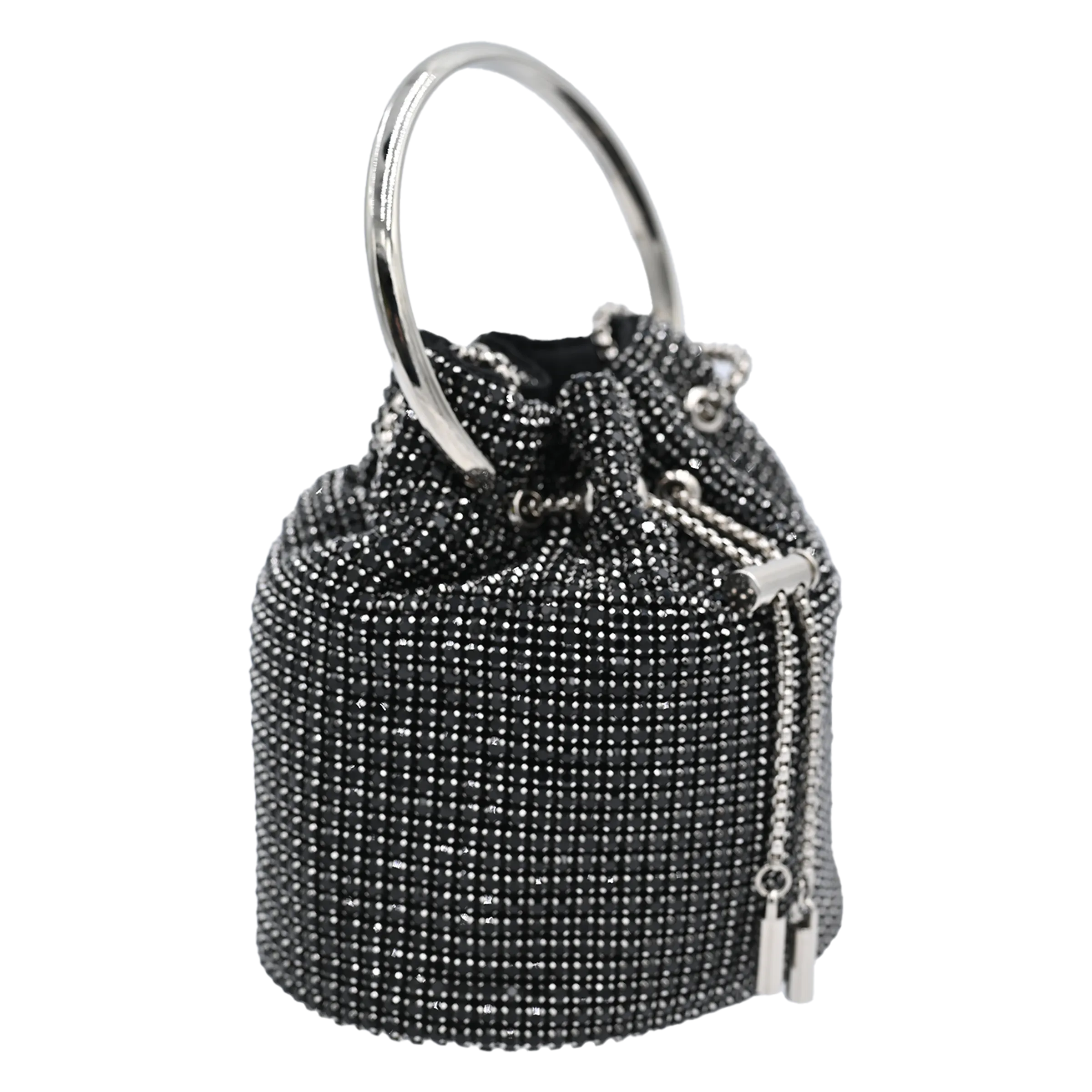 Black Rhinestone Chain Buckle Purse