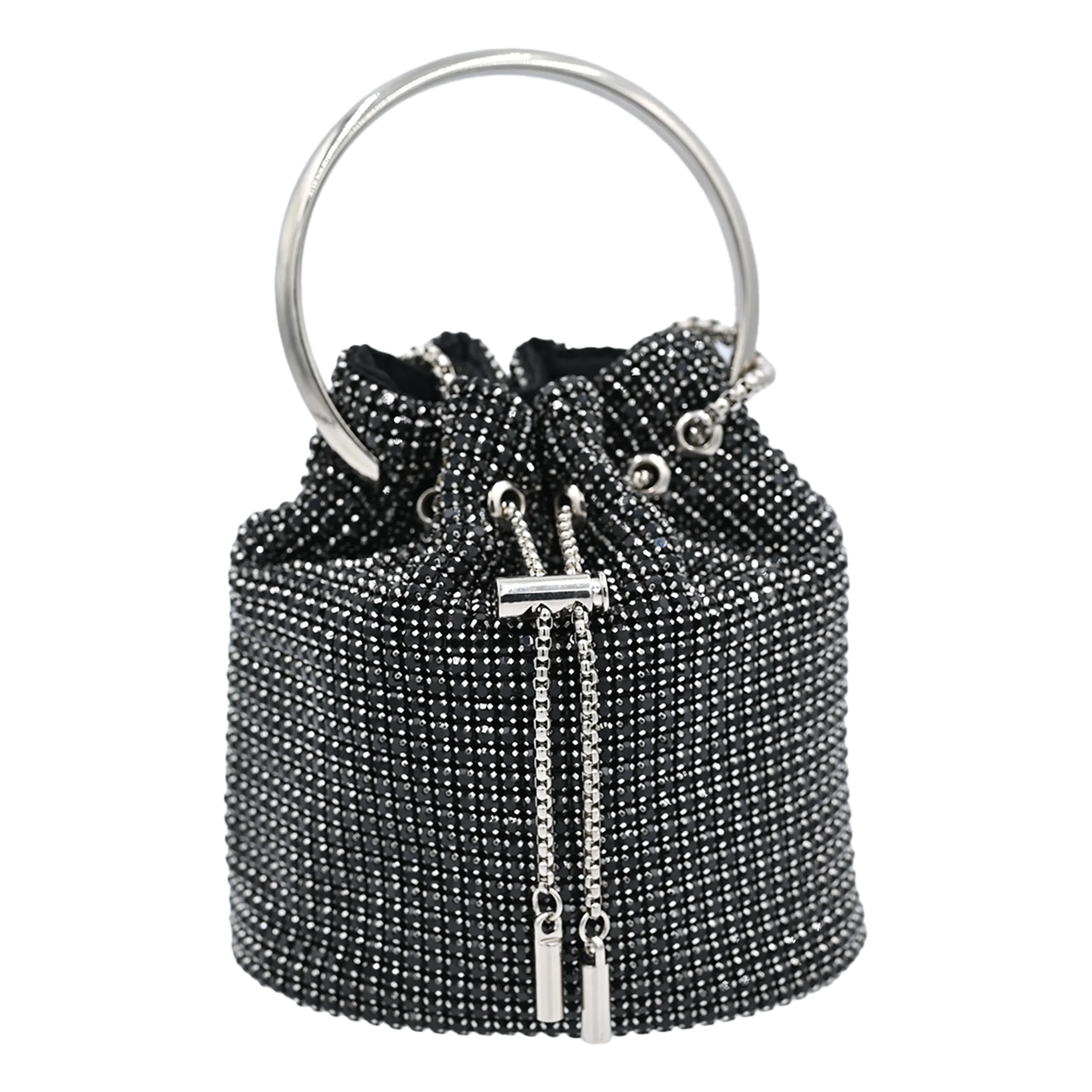 Black Rhinestone Chain Buckle Purse