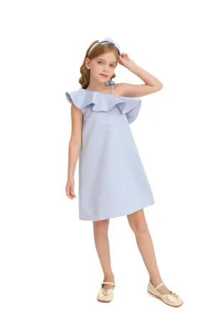 Blue Petulla Off Shoulder Ruffle Dress