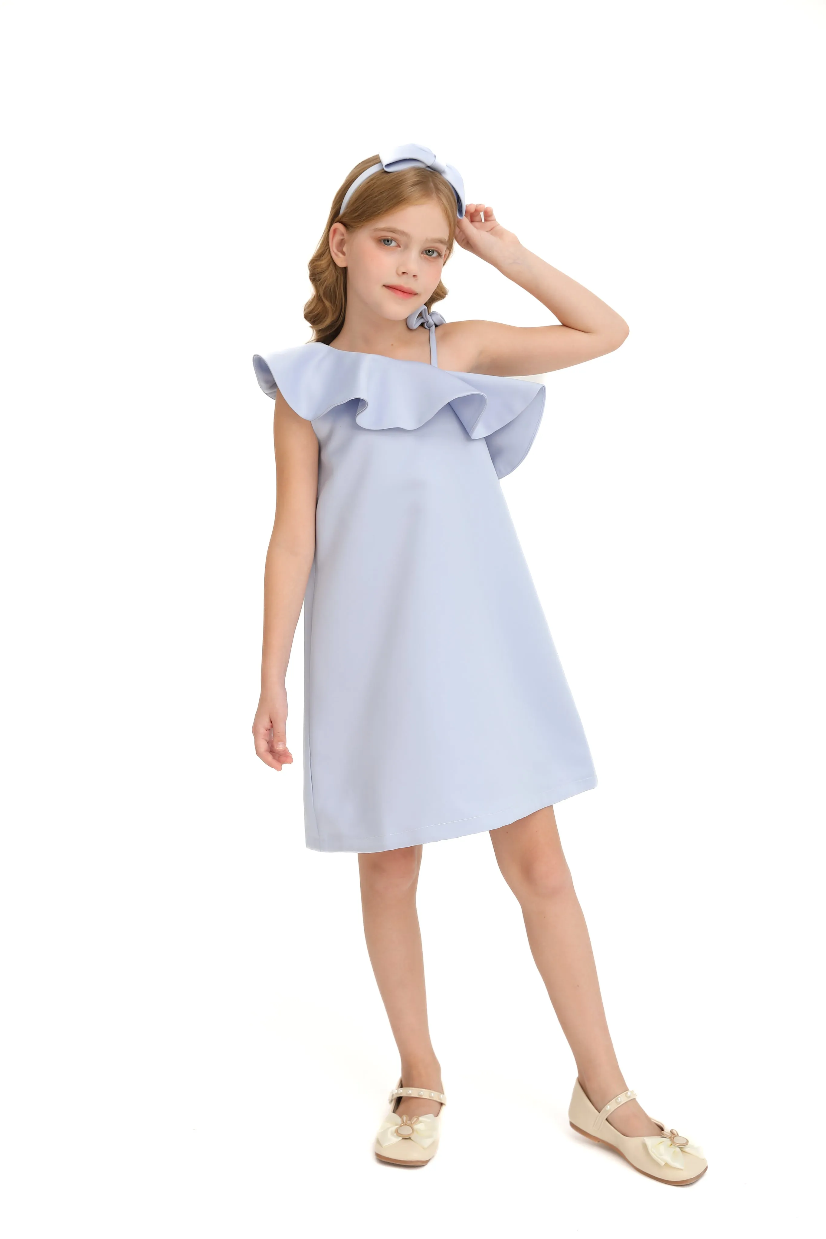 Blue Petulla Off Shoulder Ruffle Dress