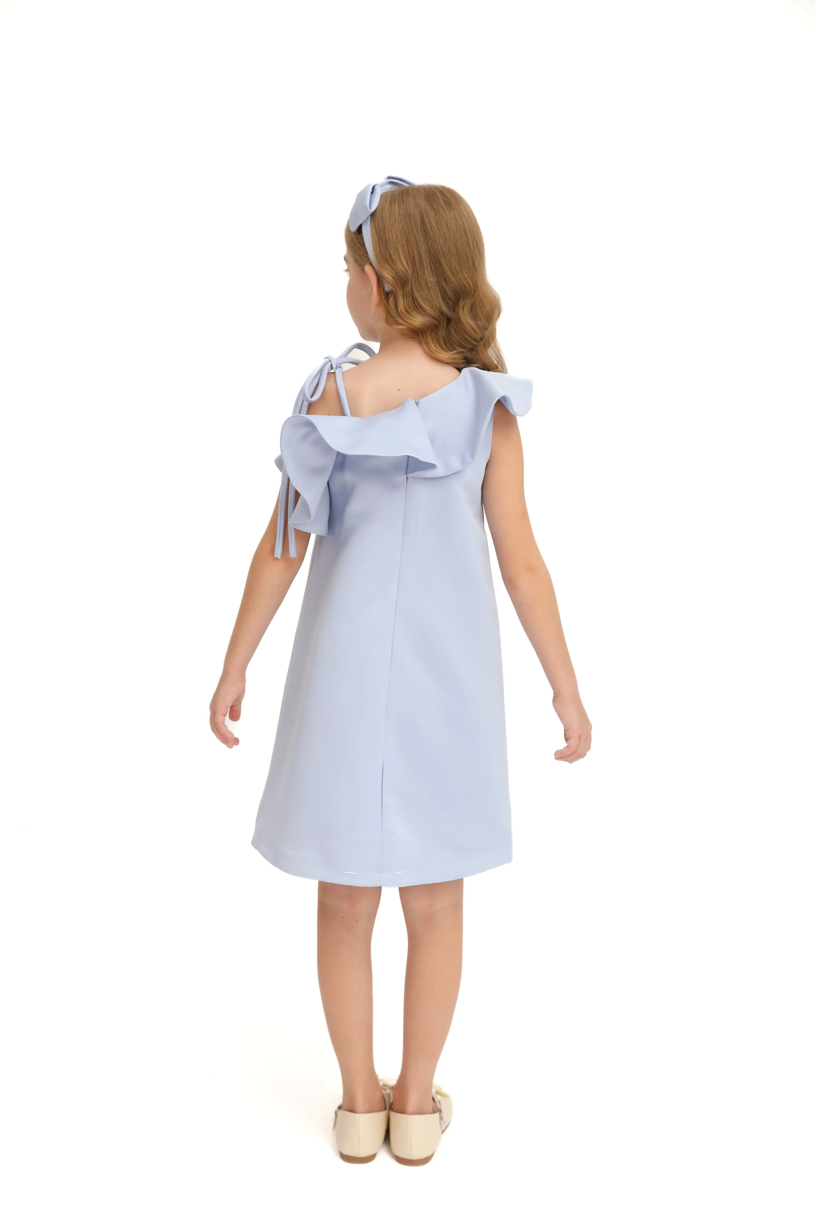 Blue Petulla Off Shoulder Ruffle Dress