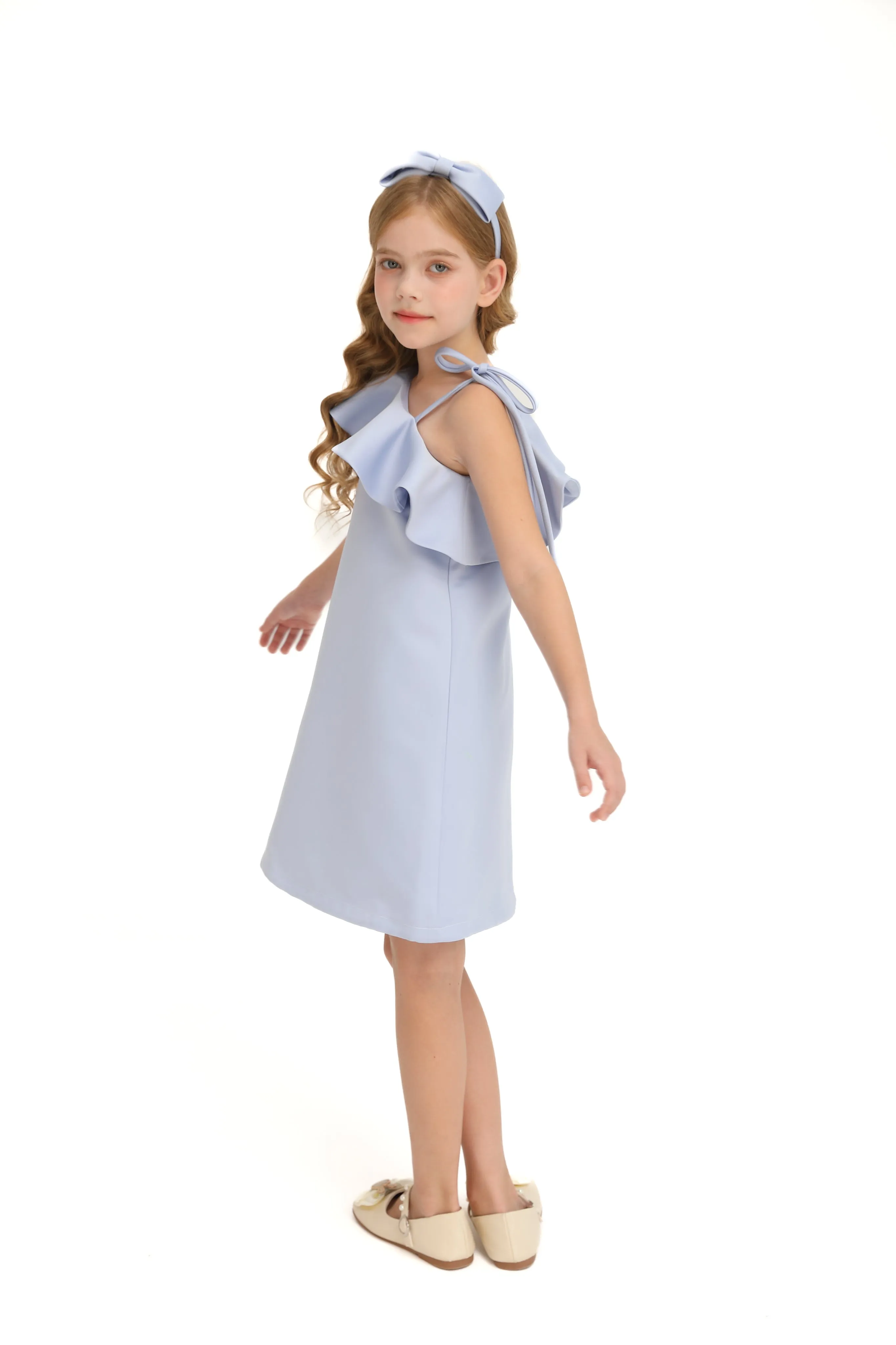 Blue Petulla Off Shoulder Ruffle Dress