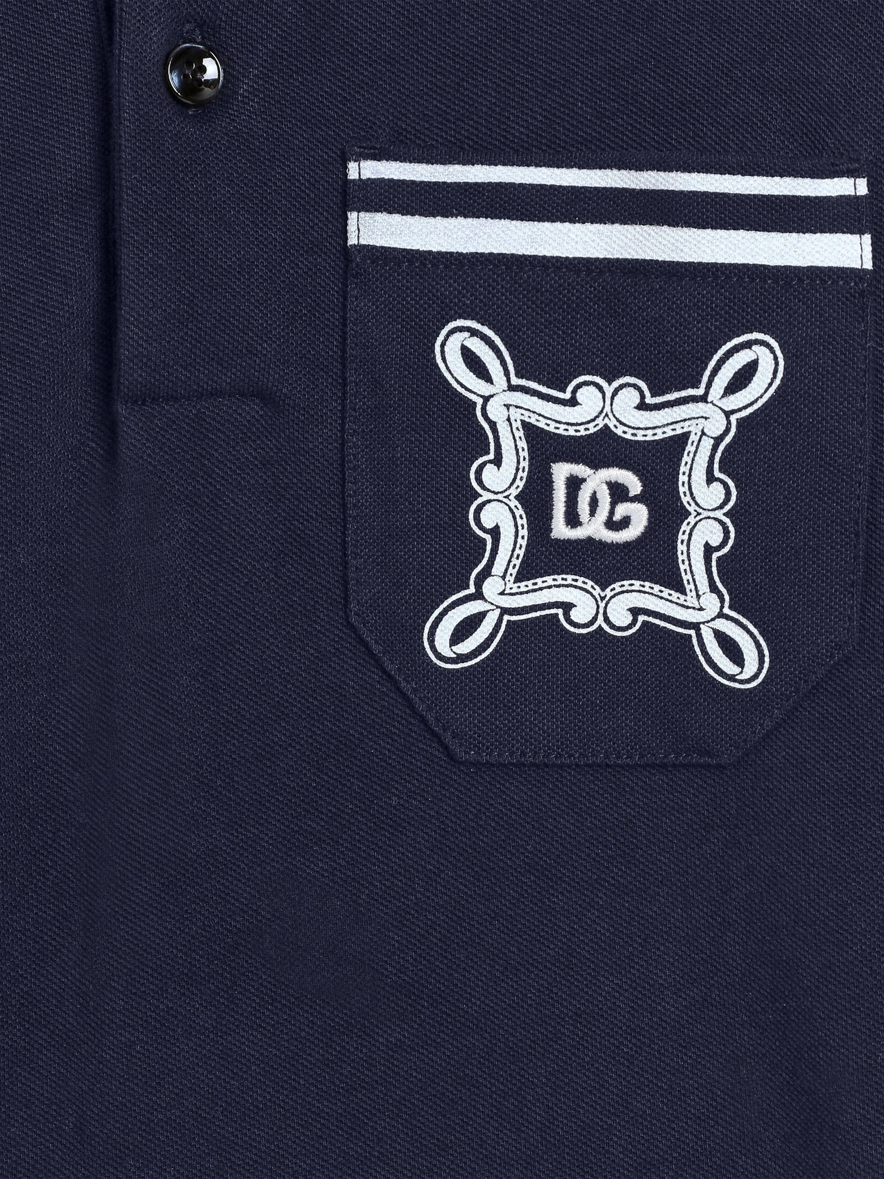 Boys Bandana Pocket Polo Shirt in Navy