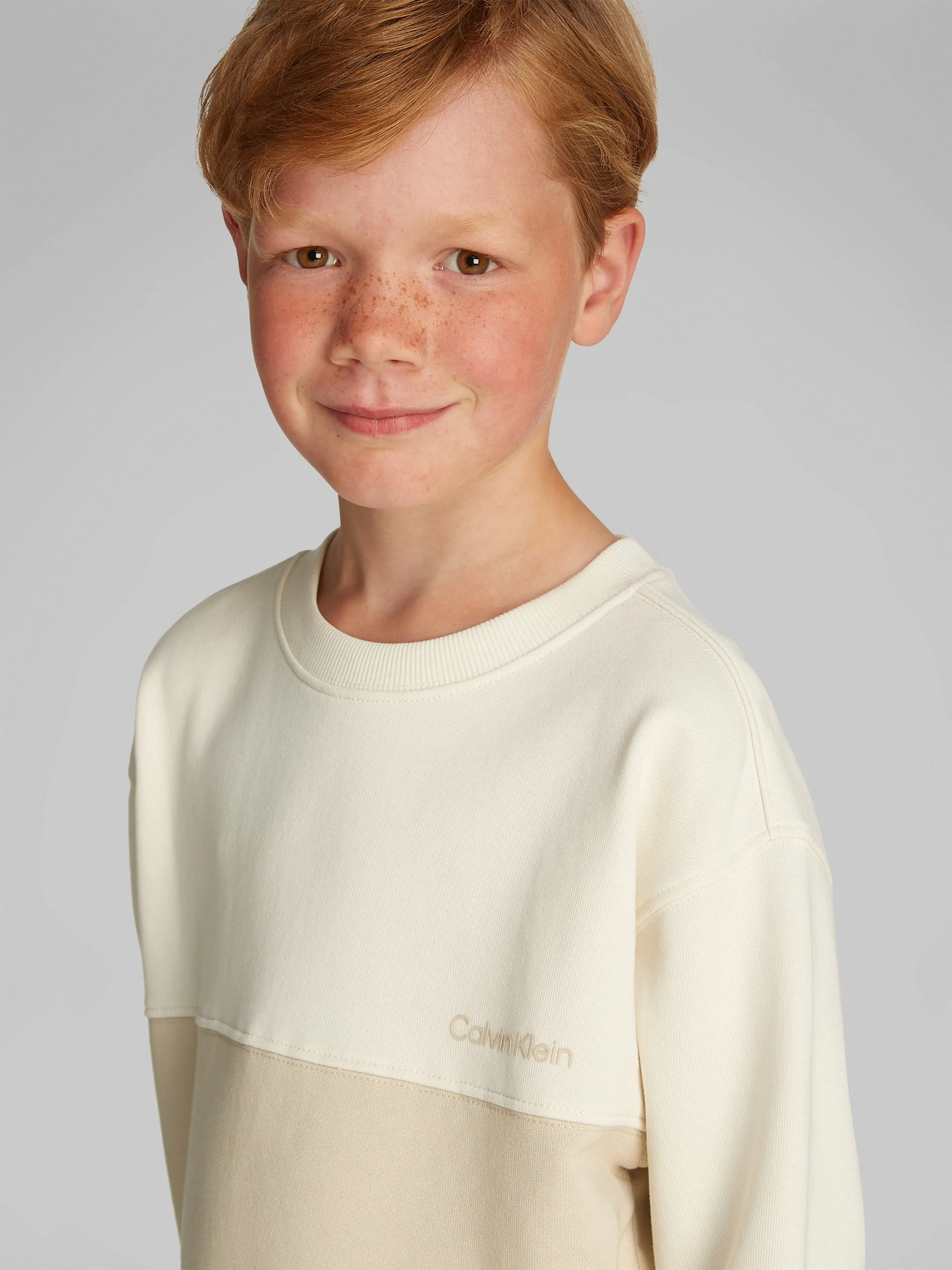 Boys Colourblock Sweatshirt in Beige