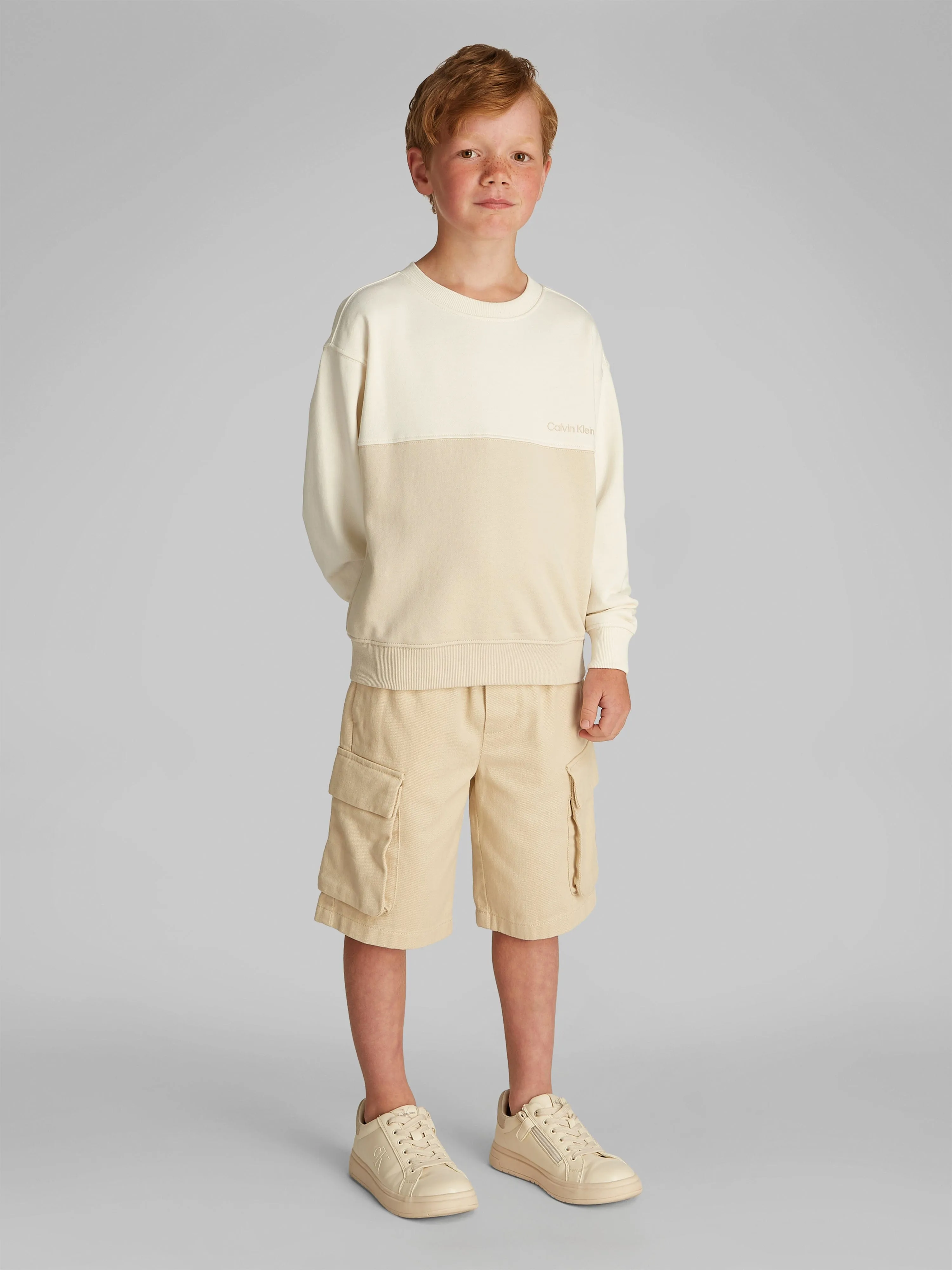 Boys Colourblock Sweatshirt in Beige