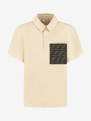Boys FF Pocket Polo Shirt in Beige