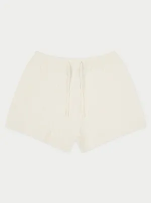 CABLE KNITTED SHORTS - OFF WHITE