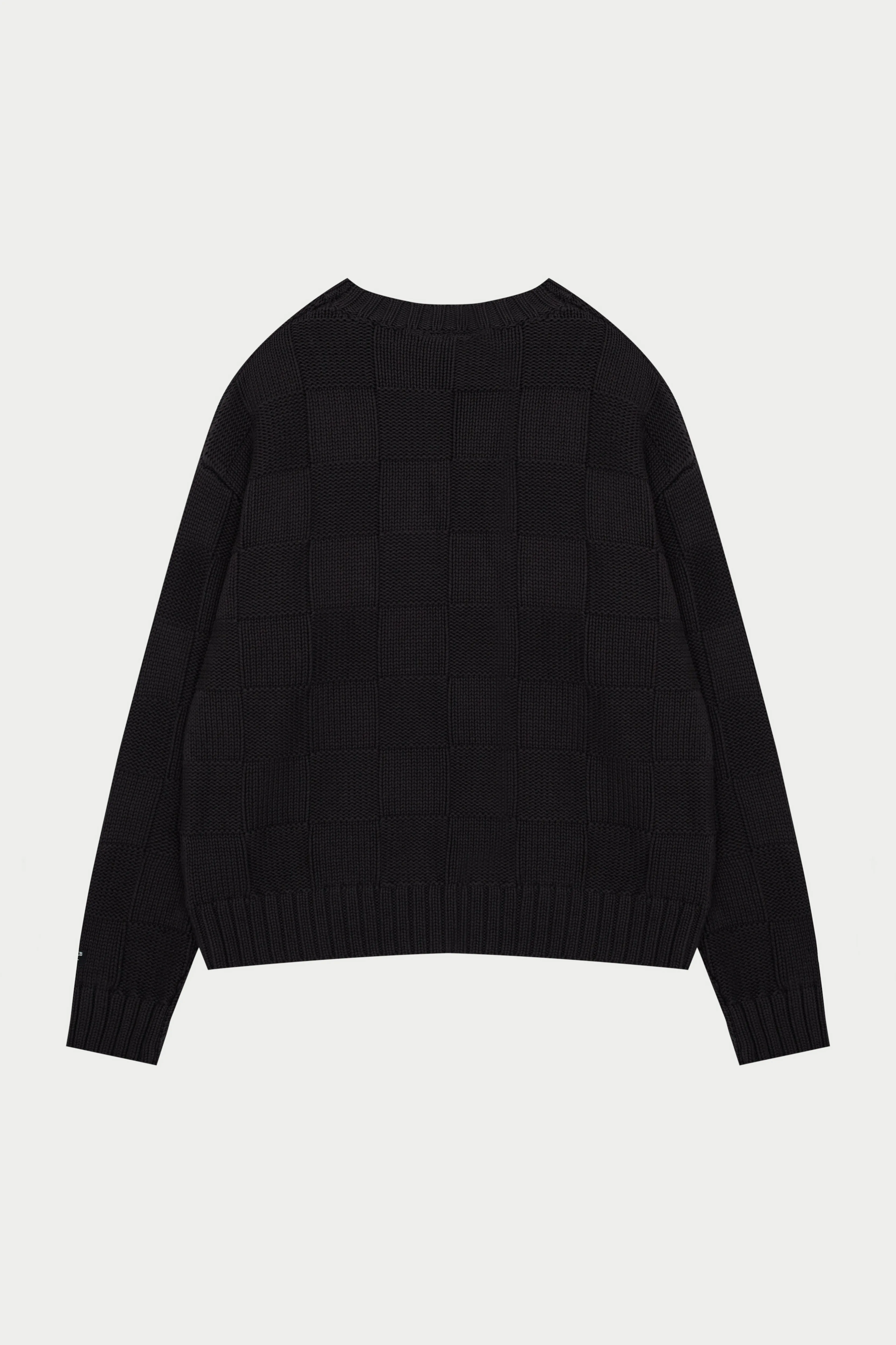 CHECKERBOARD KNIT CREW - CHARCOAL