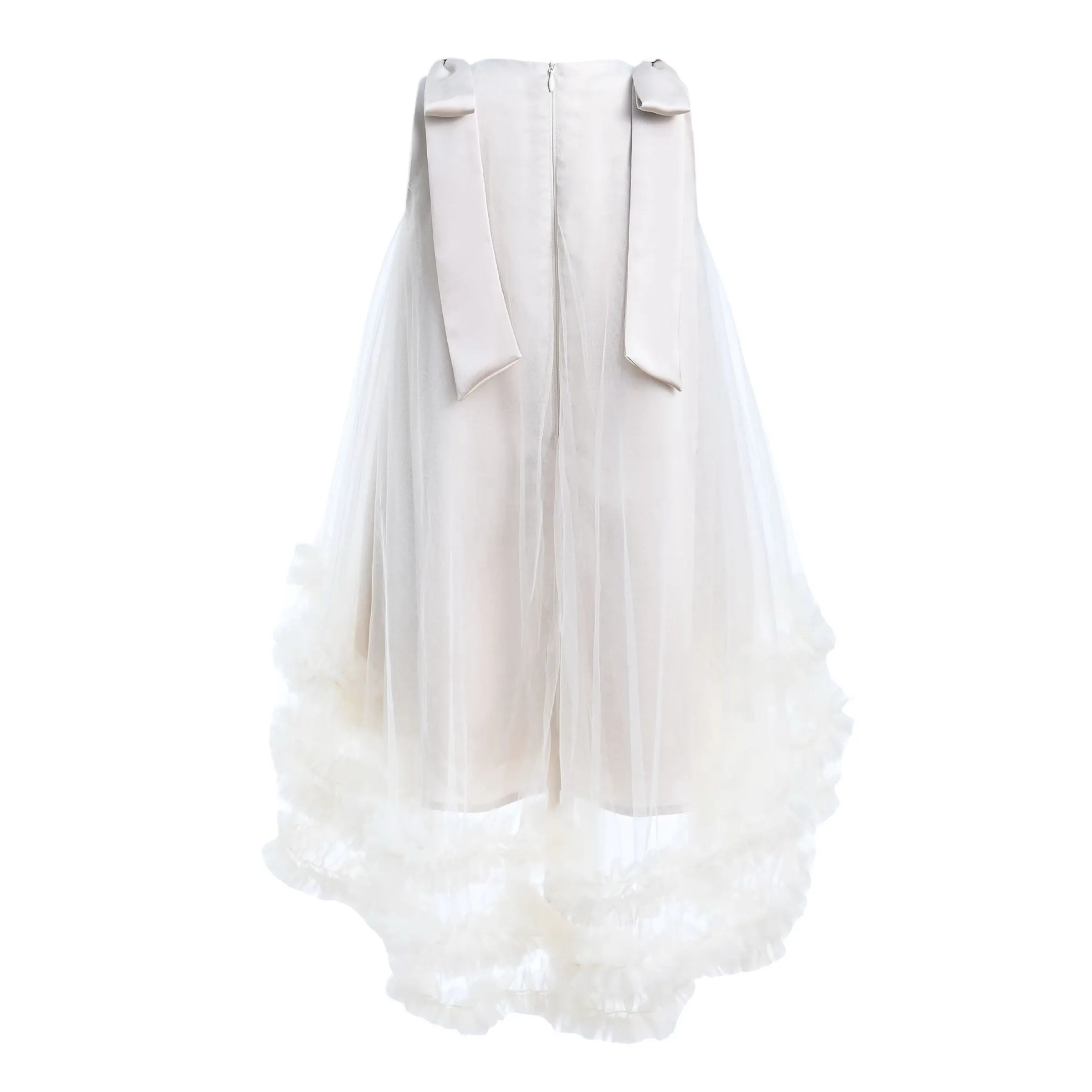 Cream Violeta Sleeveless Ruffle Overlay Dress