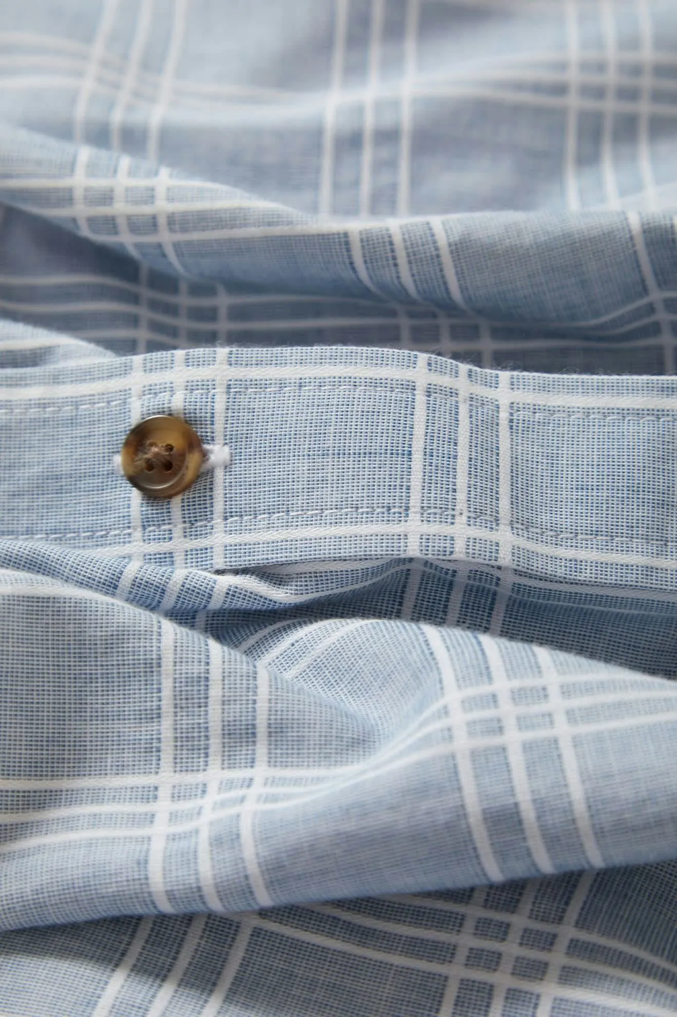CRU Oxford Plaid Relaxed S/S Shirt - Light Blue/White Plaid