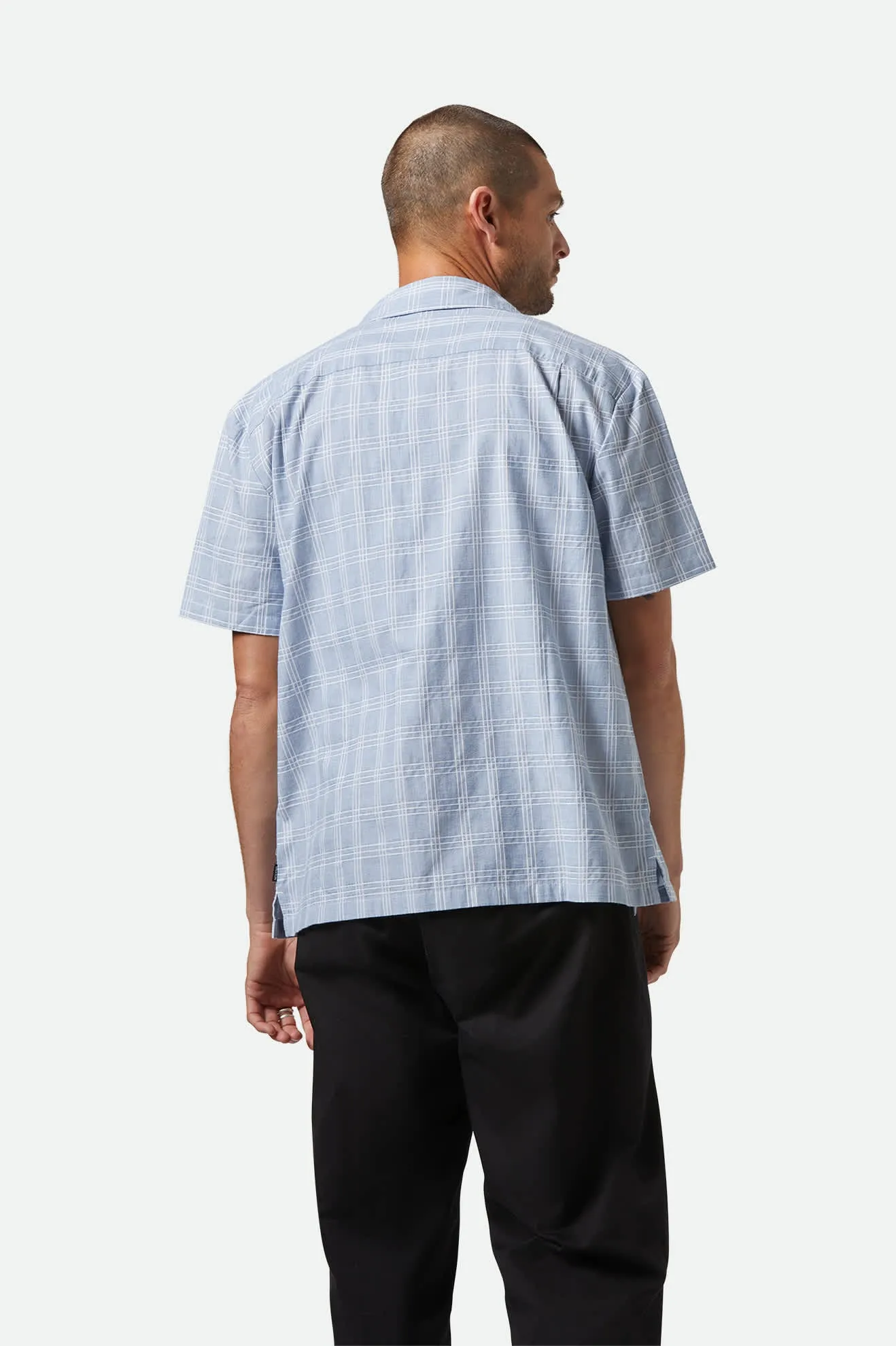 CRU Oxford Plaid Relaxed S/S Shirt - Light Blue/White Plaid