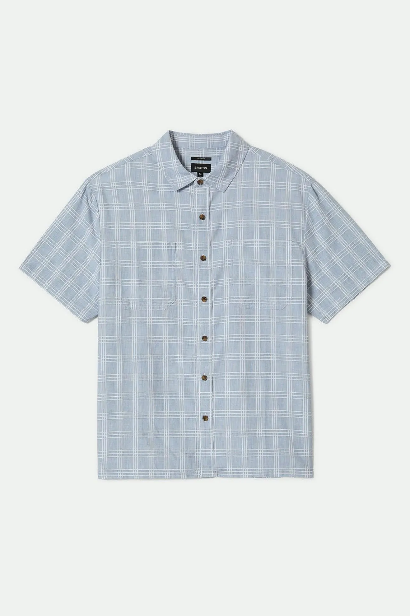 CRU Oxford Plaid Relaxed S/S Shirt - Light Blue/White Plaid