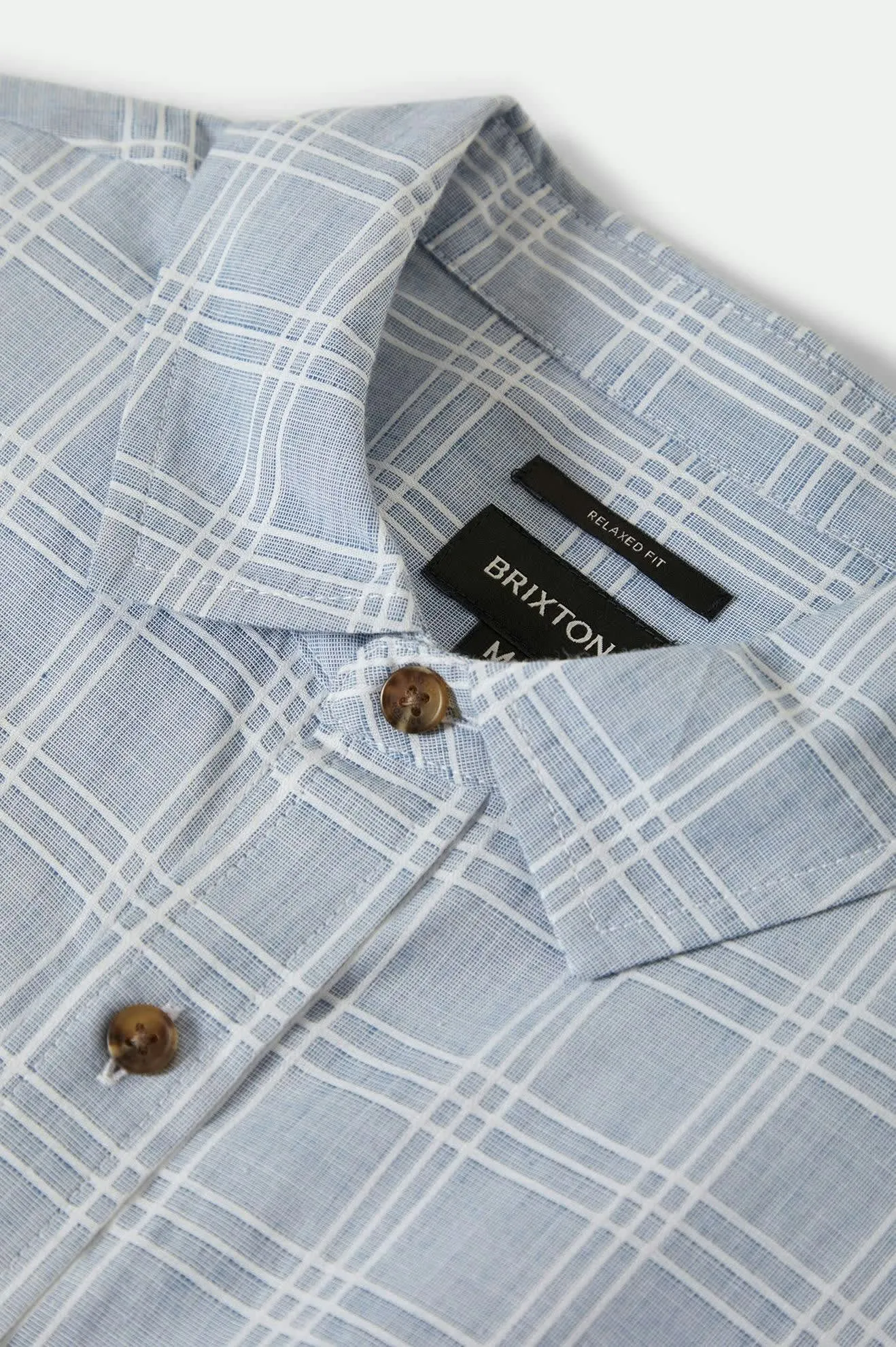 CRU Oxford Plaid Relaxed S/S Shirt - Light Blue/White Plaid