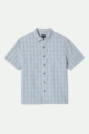 CRU Oxford Plaid Relaxed S/S Shirt - Light Blue/White Plaid