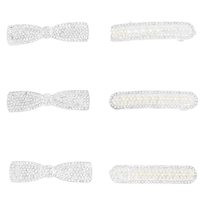 Crystal Bow and Pearl Studded Hairclip Set