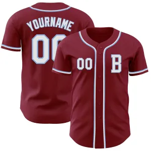 Custom Crimsom White-Light Blue Authentic Baseball Jersey