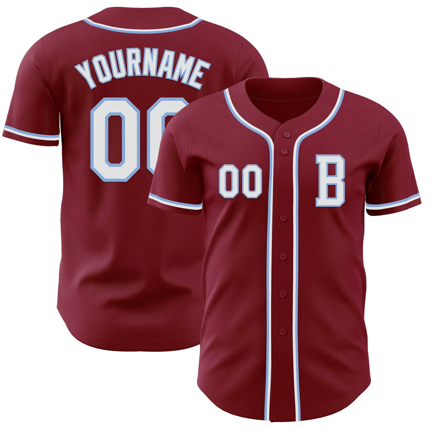 Custom Crimsom White-Light Blue Authentic Baseball Jersey