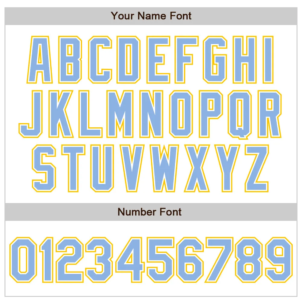 Custom White Light Blue-Yellow Authentic Baseball Jersey