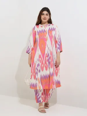 Diza Multicolour Ikat Pattern Cotton A-Line Kurta