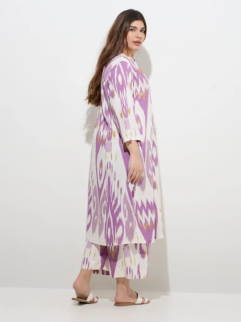 Diza Purple Ikat Design A-Line Kurta