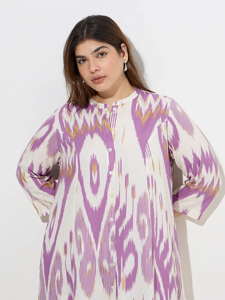Diza Purple Ikat Design A-Line Kurta