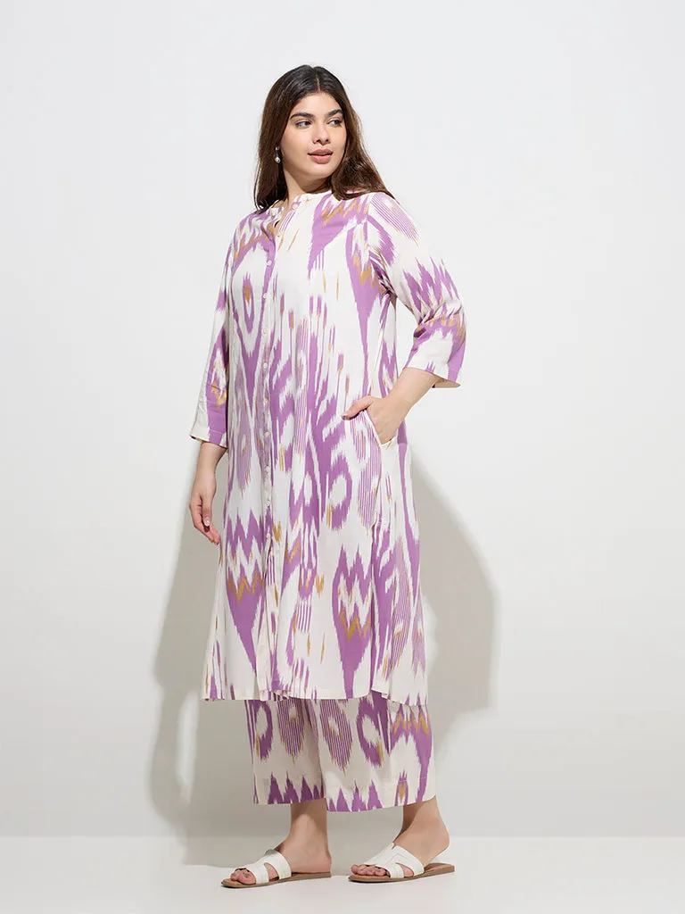 Diza Purple Ikat Design A-Line Kurta