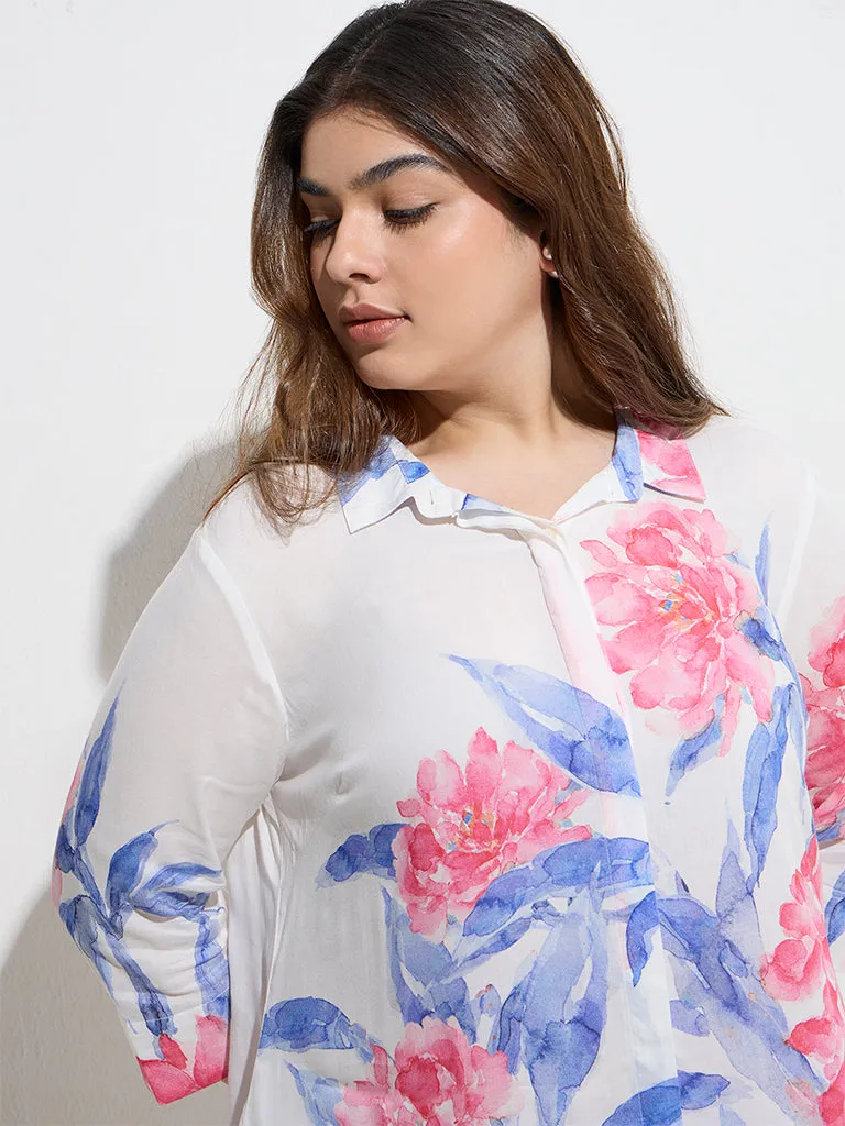 Diza White Floral Design Tunic