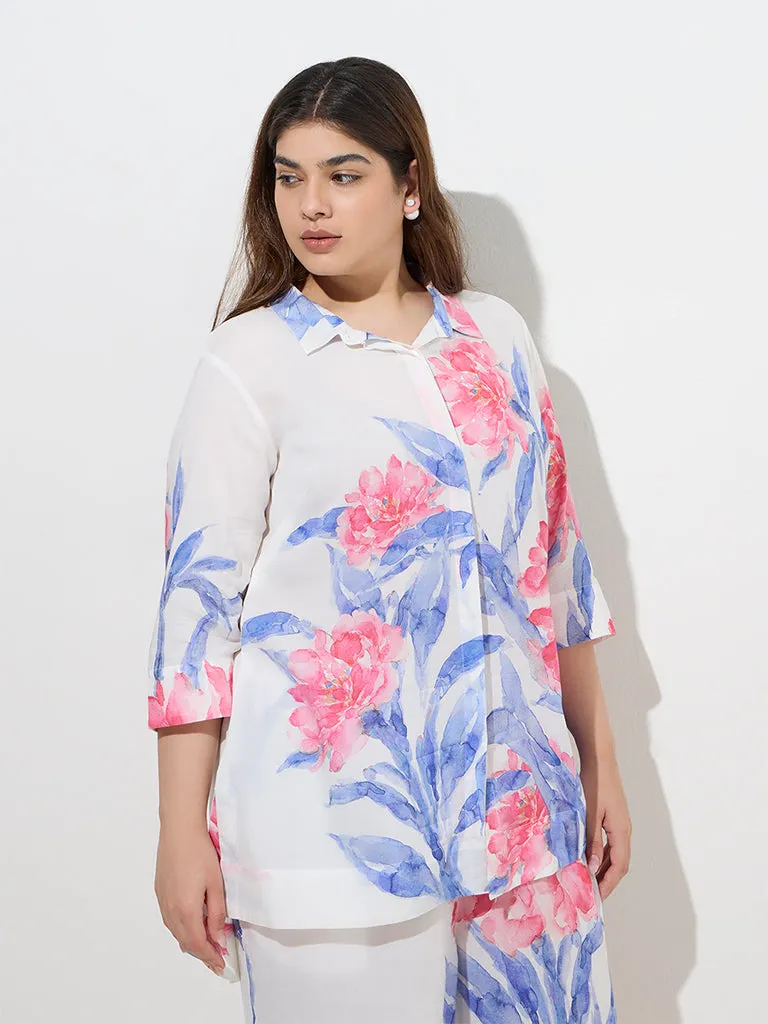 Diza White Floral Design Tunic