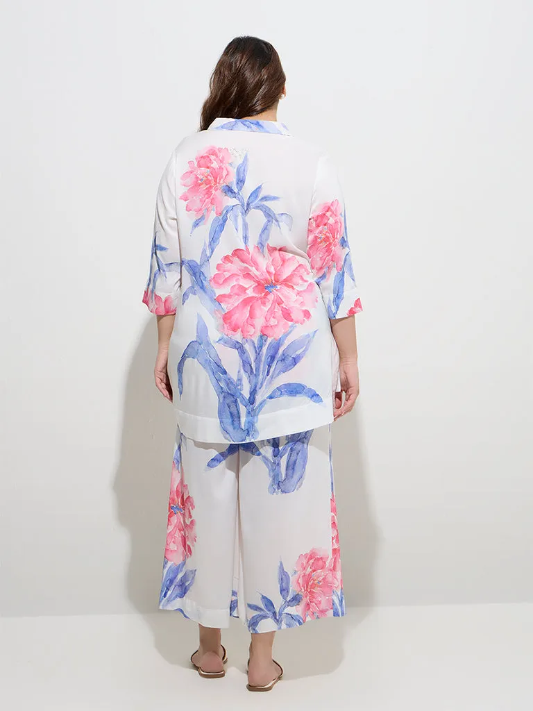 Diza White Floral Design Tunic
