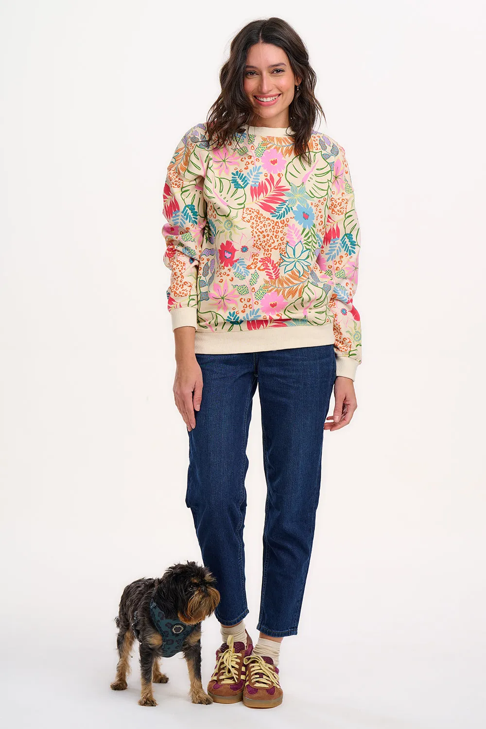 Eadie Relaxed Sweatshirt - Off-White/Multi. Painted Jungle