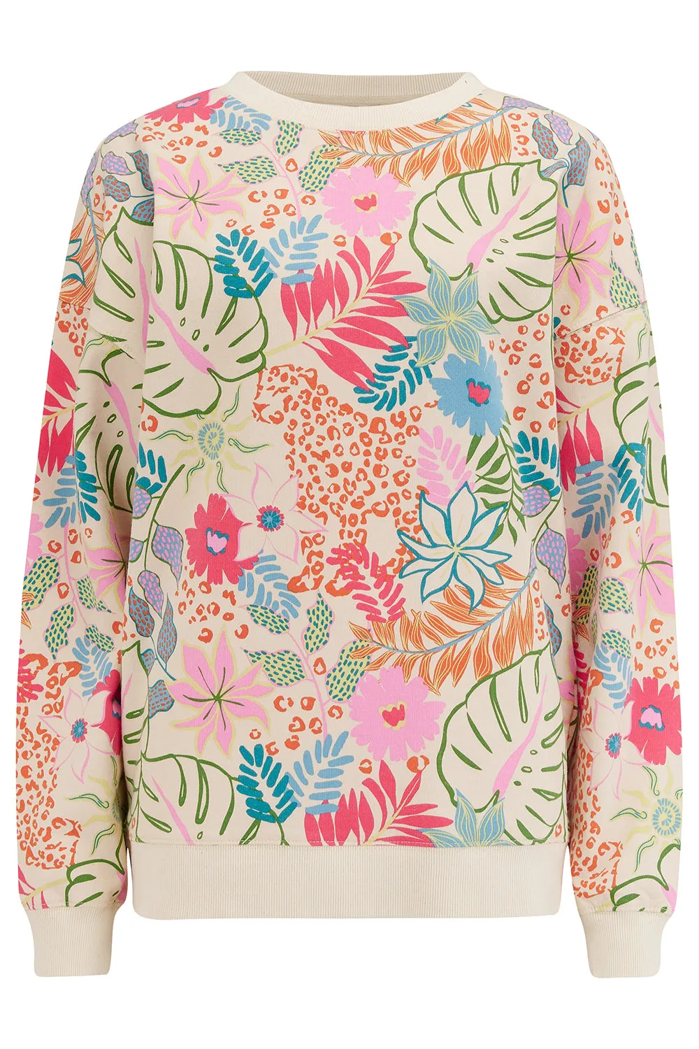 Eadie Relaxed Sweatshirt - Off-White/Multi. Painted Jungle