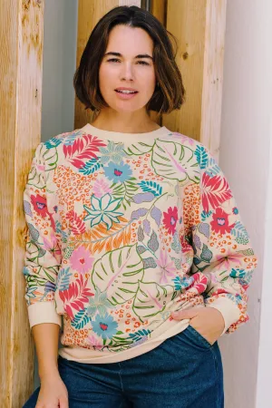 Eadie Relaxed Sweatshirt - Off-White/Multi. Painted Jungle