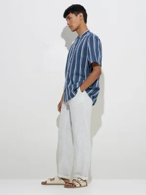 ETA Blue Stripe Printed Relaxed-Fit Cotton Shirt
