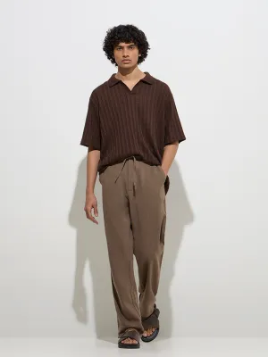 ETA Brown Relaxed-Fit Mid-Rise Cotton-Blend Chinos