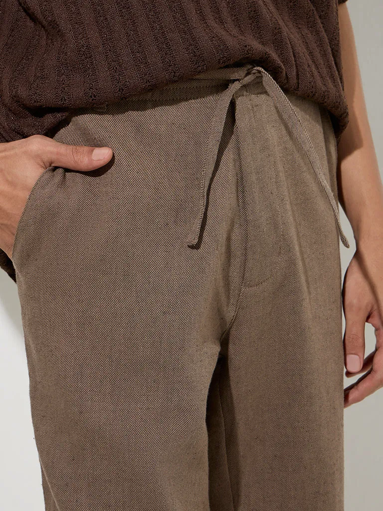 ETA Brown Relaxed-Fit Mid-Rise Cotton-Blend Chinos