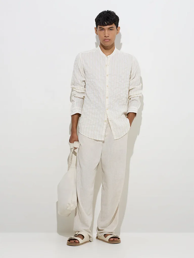 ETA Off-White Embroidered Relaxed-Fit Cotton-Blend Shirt