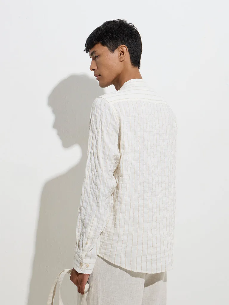 ETA Off-White Embroidered Relaxed-Fit Cotton-Blend Shirt