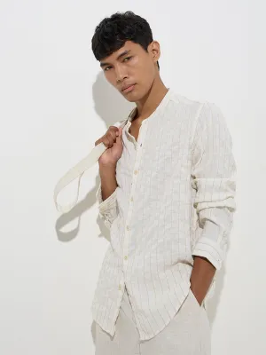 ETA Off-White Embroidered Relaxed-Fit Cotton-Blend Shirt