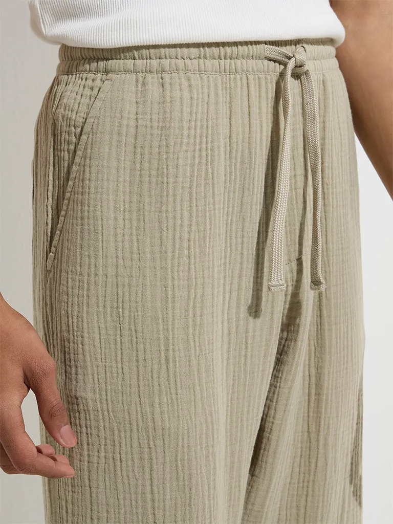 ETA Sage Crinkle Relaxed-Fit Mid-Rise Cotton Chinos
