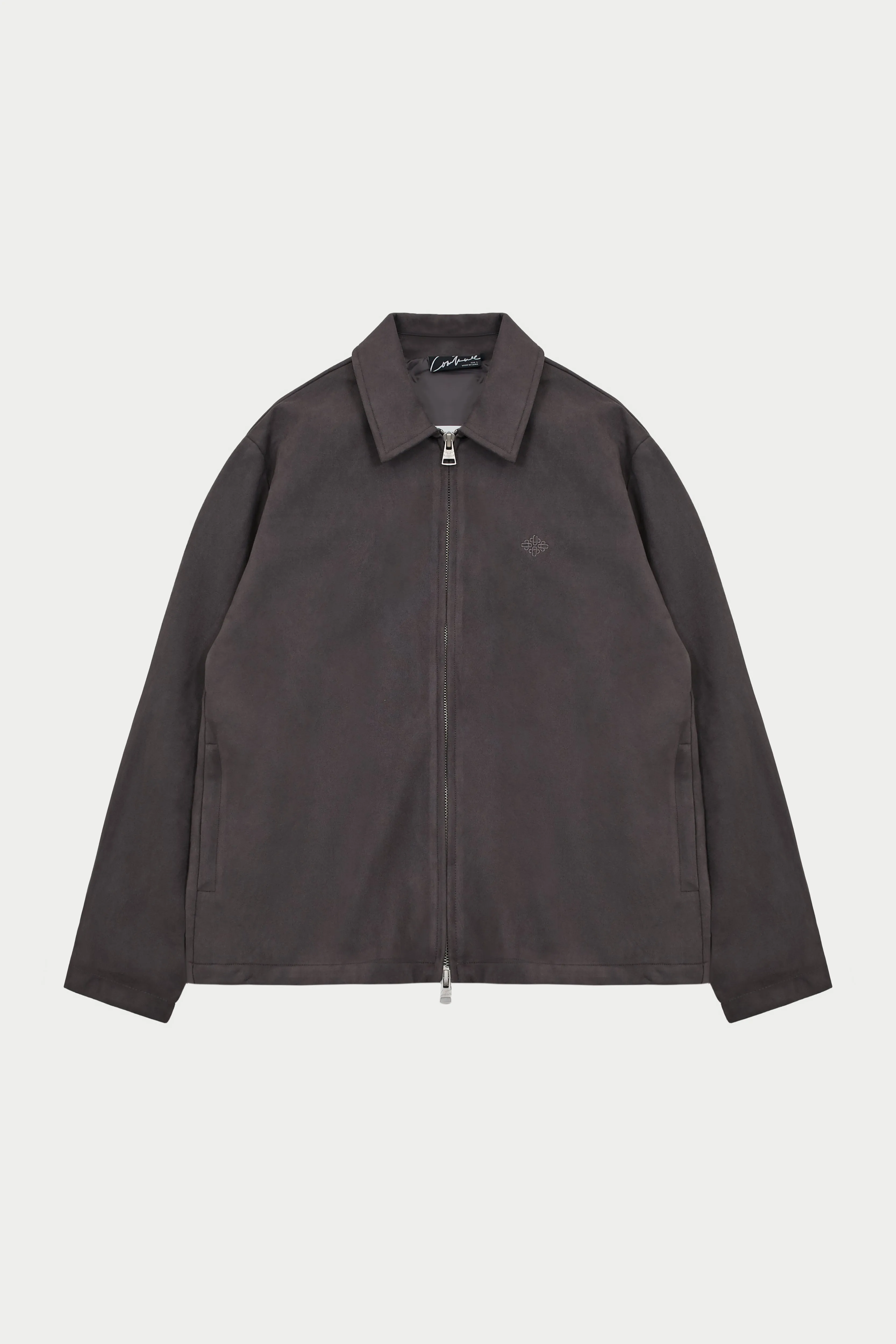 FAUX SUEDE WORKER JACKET - CHARCOAL