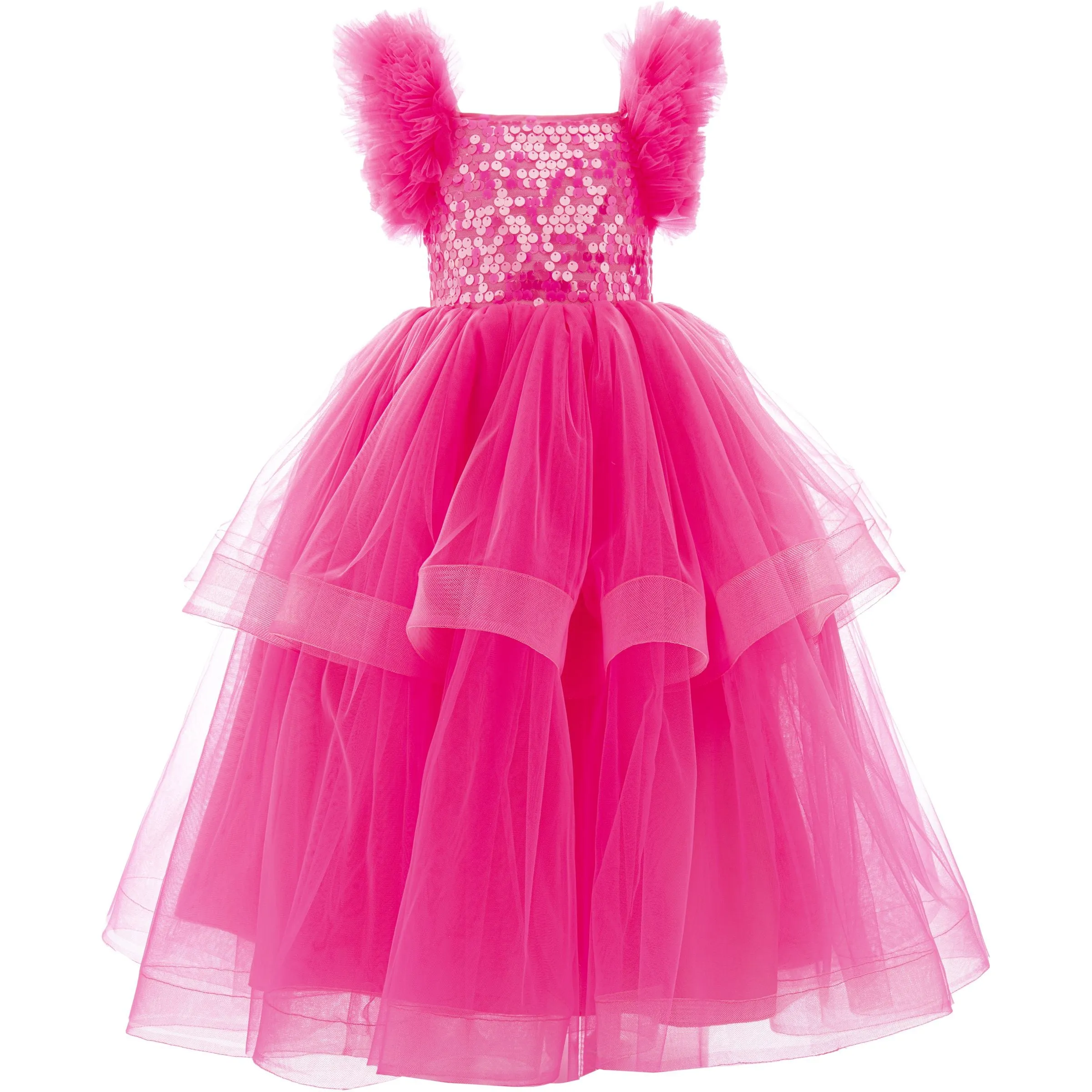 Fuchsia Peralta Sequin Ruffle Tulle Dress